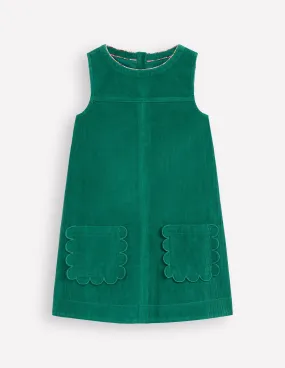 Essential Piece Elegance Glow Saffy Cord Pinafore Dress-Jewel Green