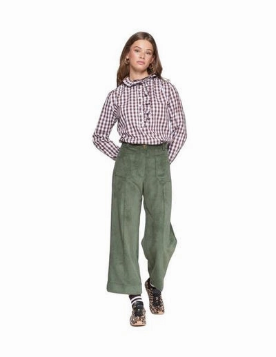 Cozy Casual Dorin Corduroy Straight Trouser in Pana Hunter Green
