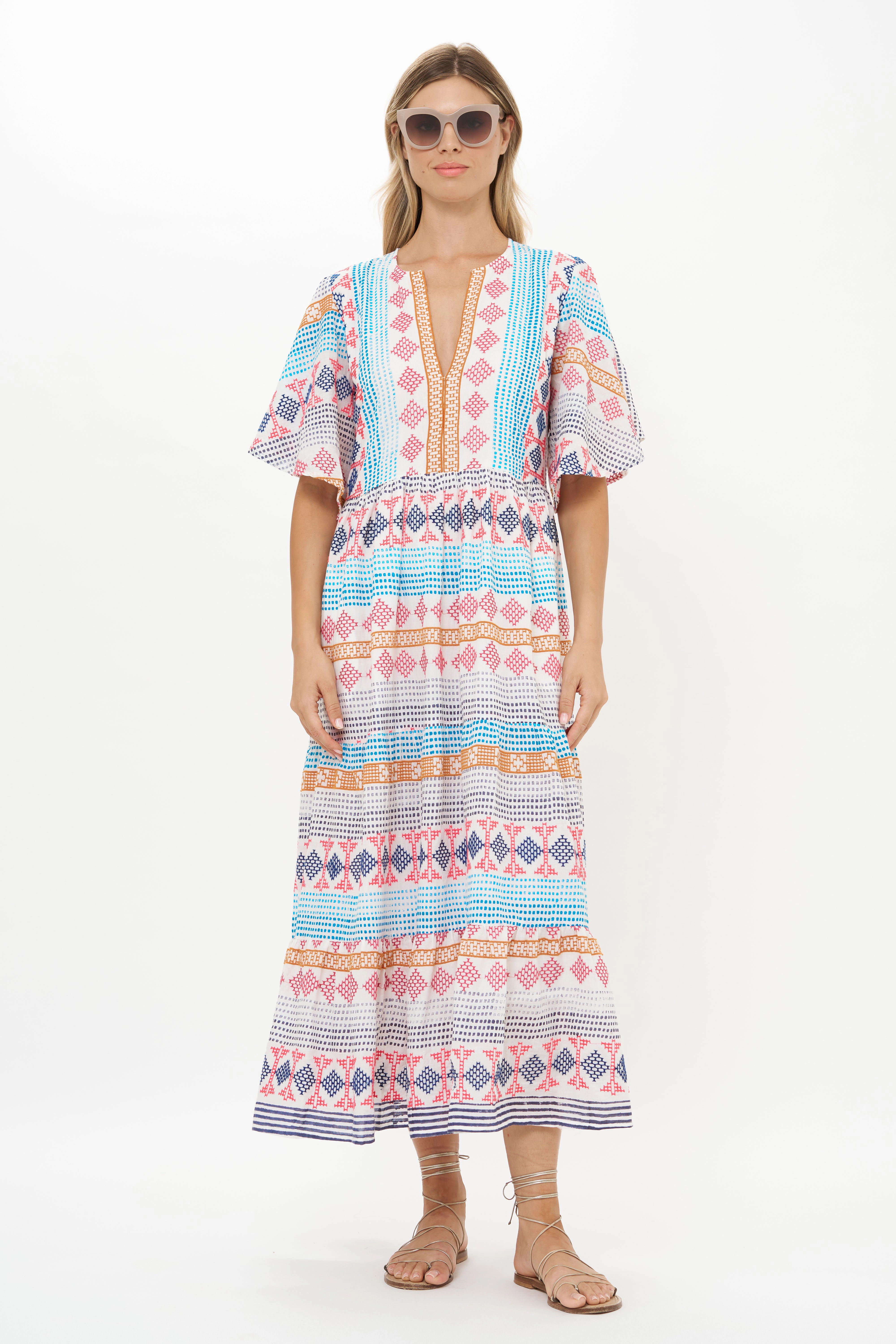 Flirty V-Neck Maxi Casablanca Multi Shine Moment Beaded-Edge