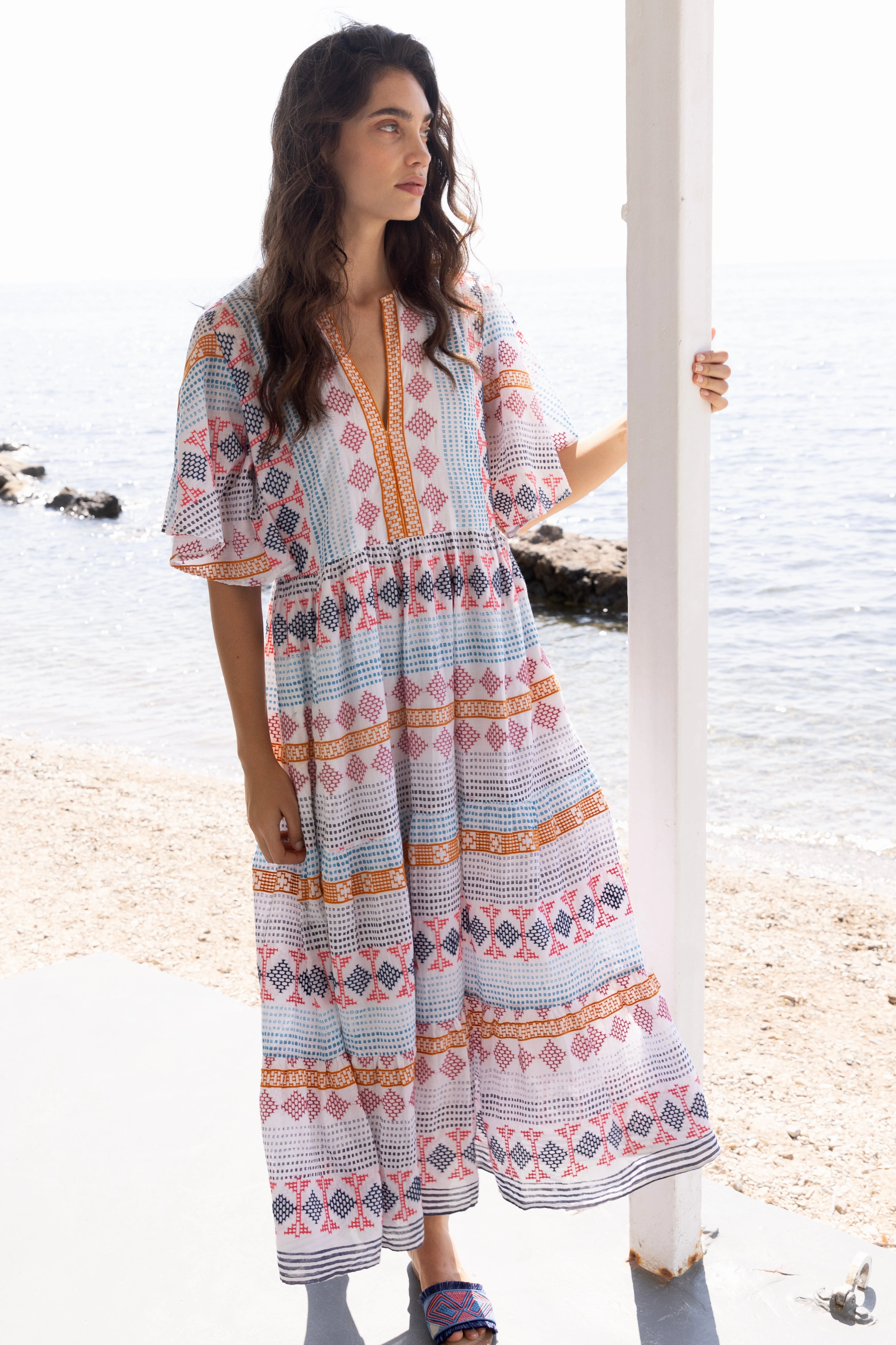 Tulle Flow Flirty V-Neck Maxi Casablanca Multi