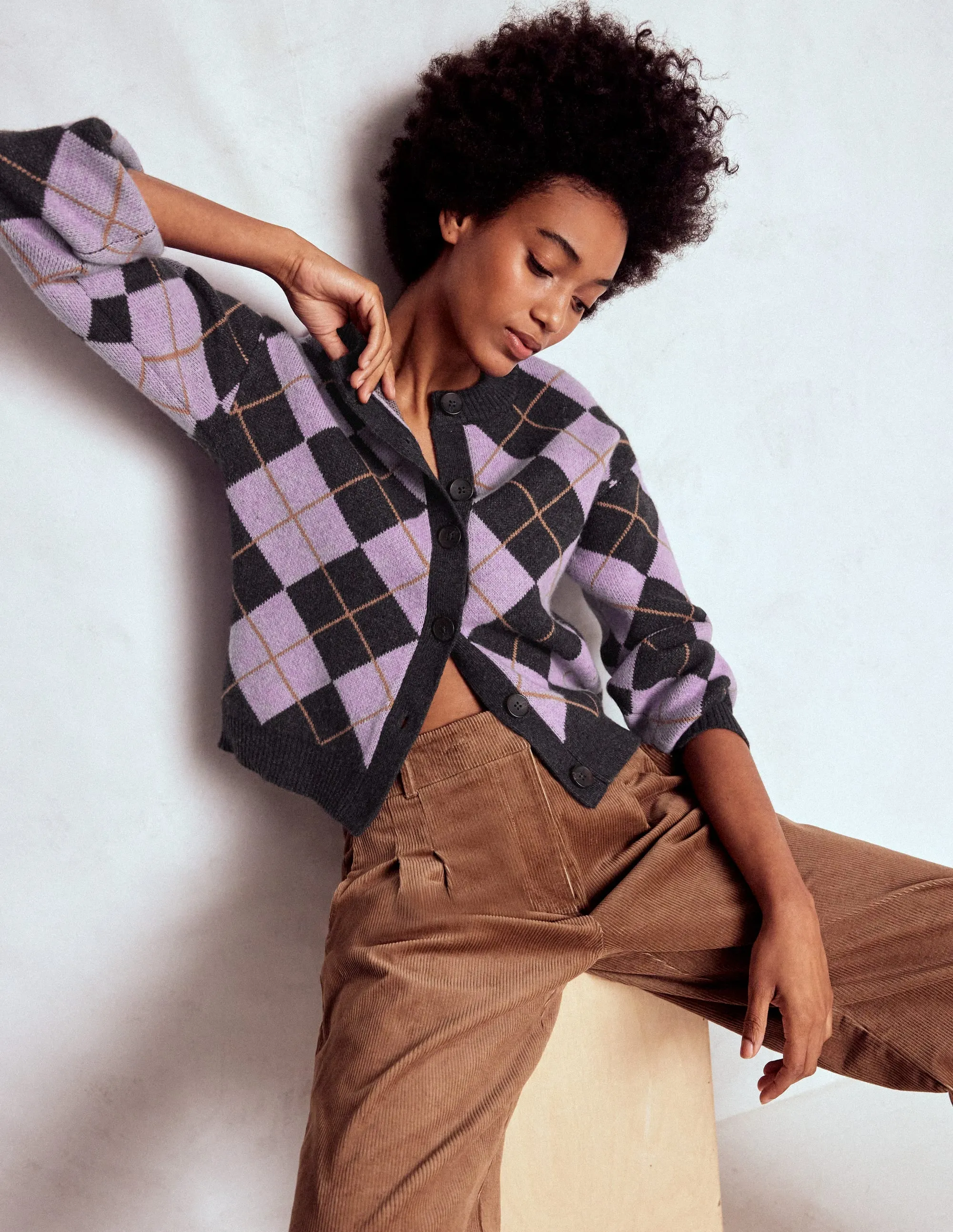 Abi Jacquard Cardigan-Lilac, Charcoal Melange Argyle Knitwear Repair Toolkit Moisture wicking