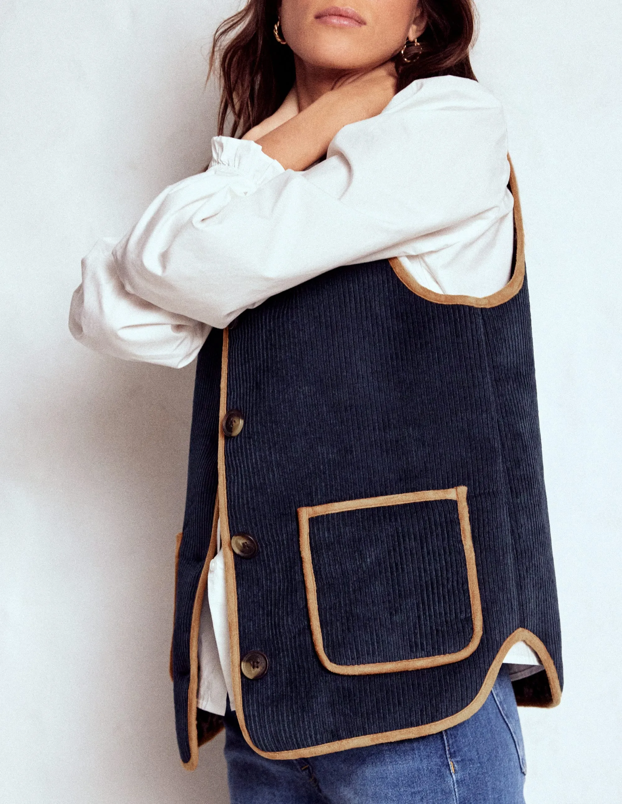 Clerkenwell Reversible Gilet-Navy, Leopard Top Guard Microfiber Shell