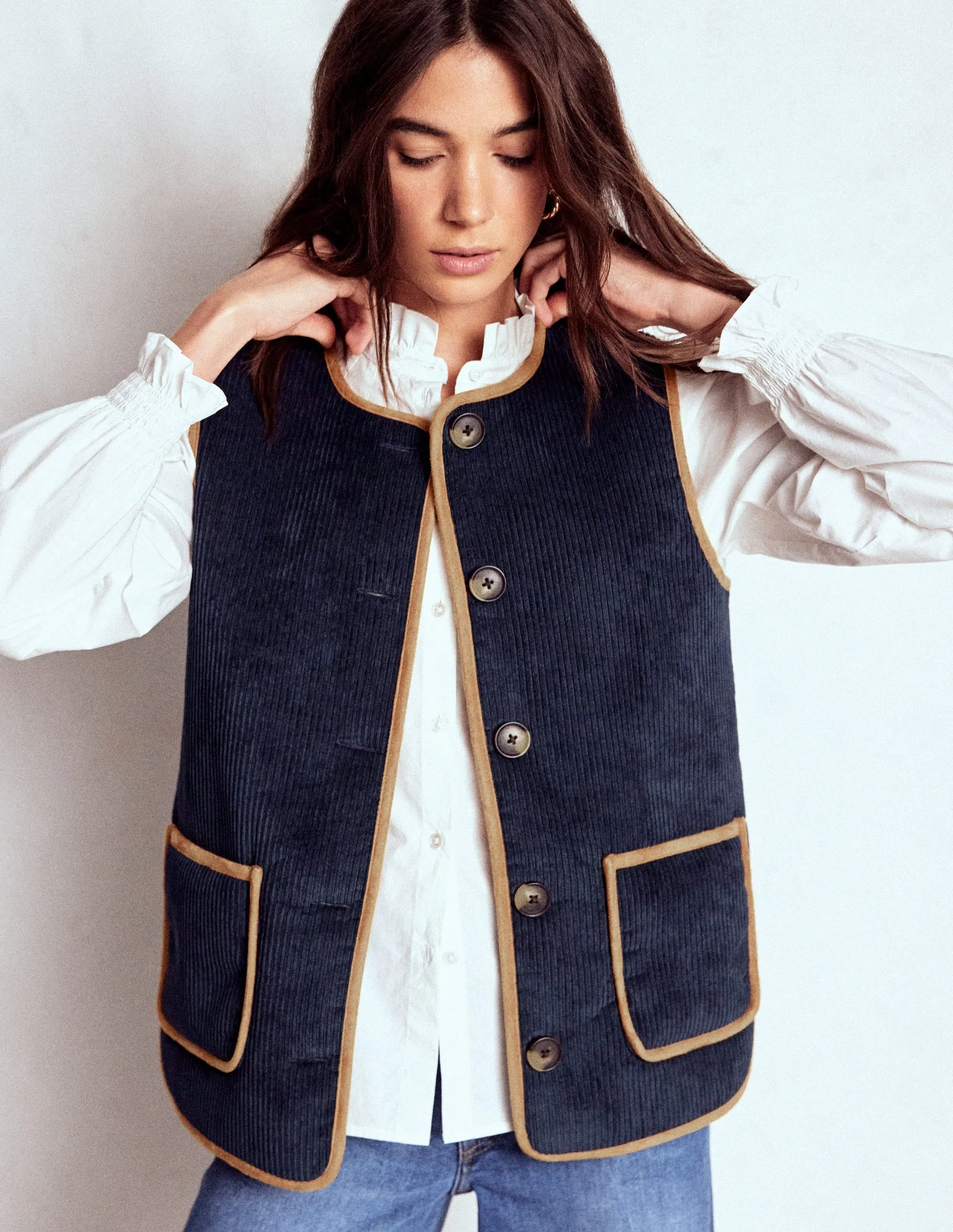 Clerkenwell Reversible Gilet-Navy, Leopard Oversized style