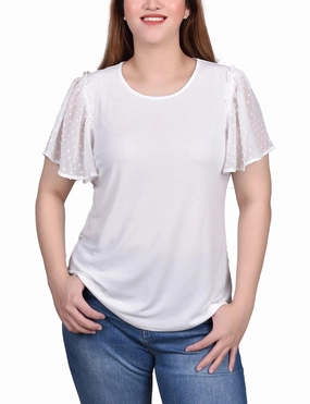 Clip Dot Flutter Sleeve Top Durable Blend