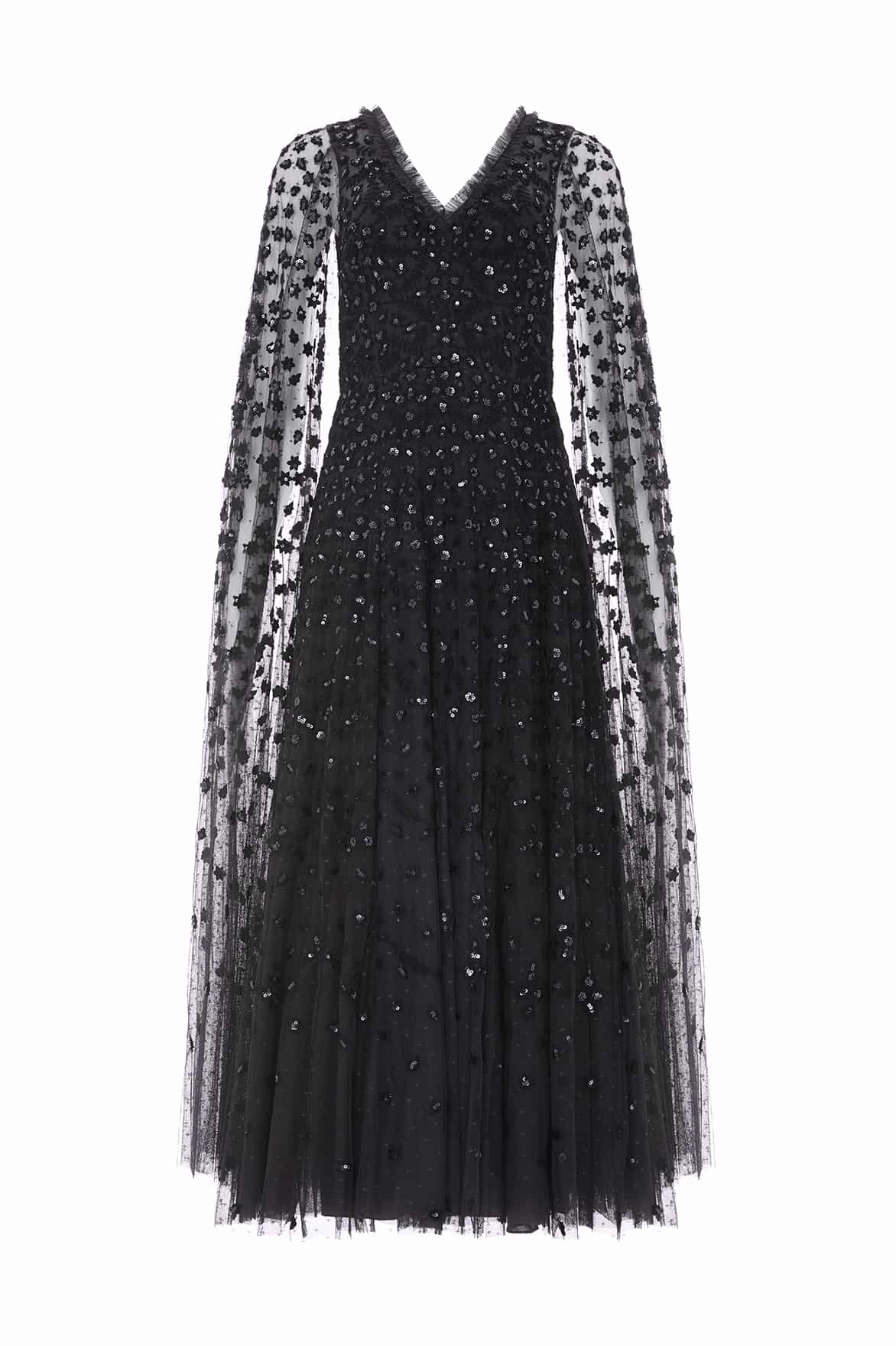 Clover Cape Sleeve Ankle Gown Urban Line Comfy Wear