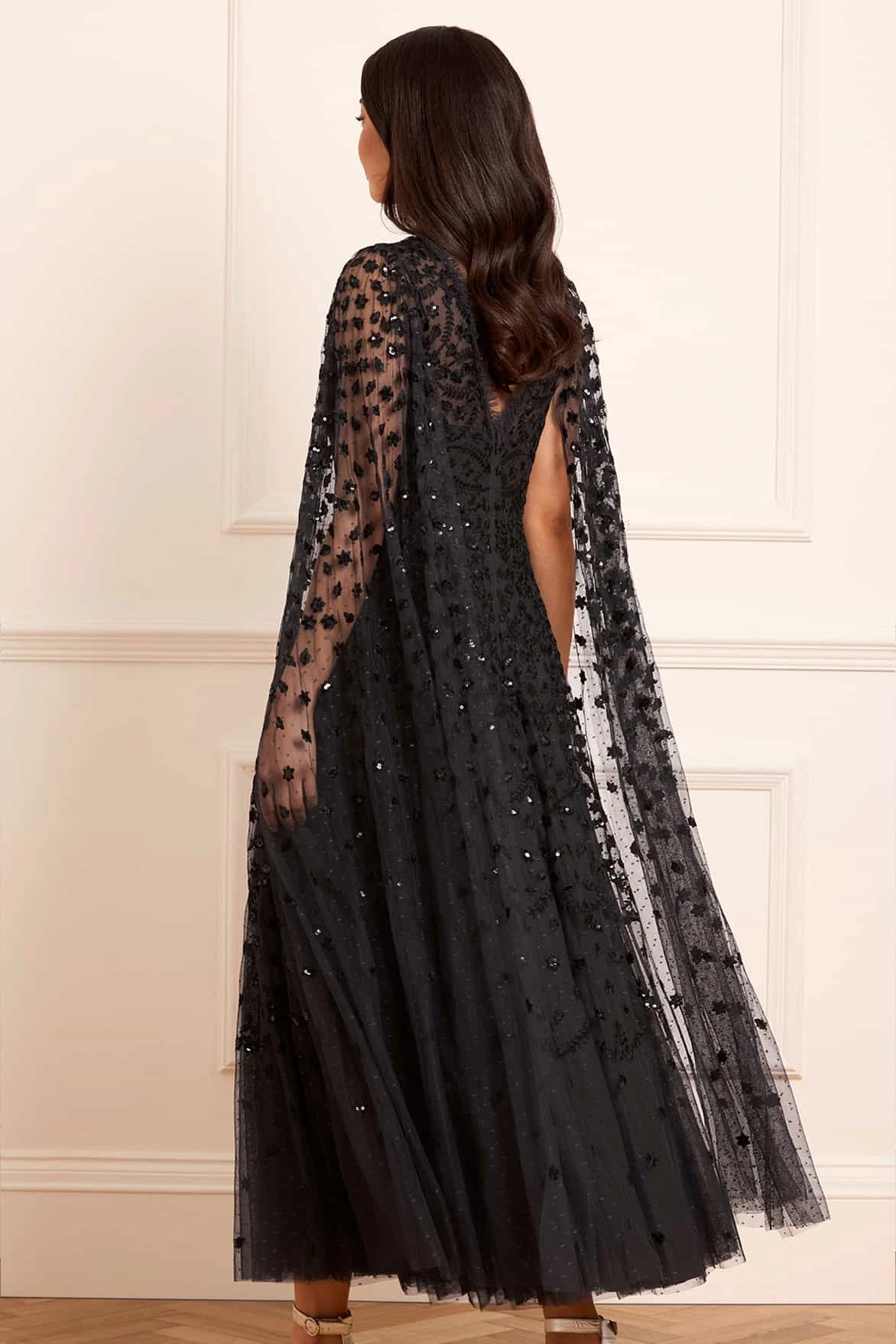 Fine Details Clover Cape Sleeve Ankle Gown