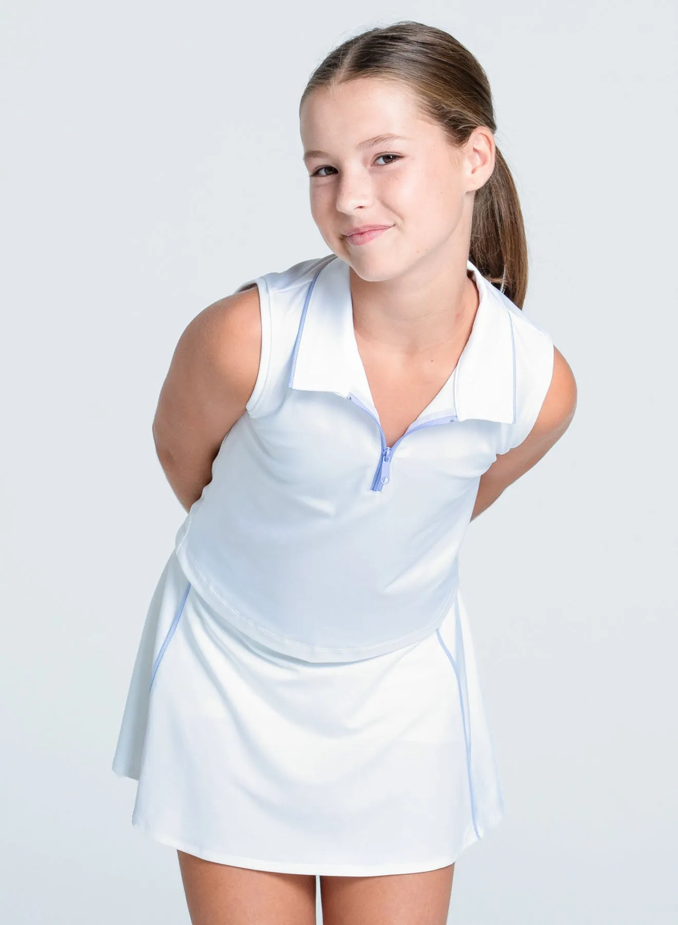 Tear Resistant Fiber Blend MoistureWicking Material Club Zip Sleeveless Polo
