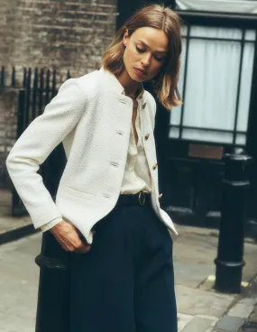 Hampstead Textured Blazer-Cream Texture Recycled Polyester Hard Cover