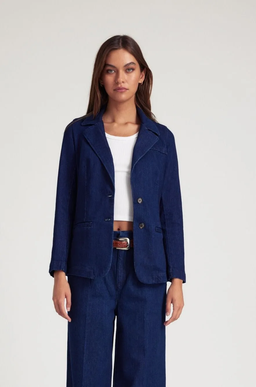 Compression Fit Rinse Denim Blazer
