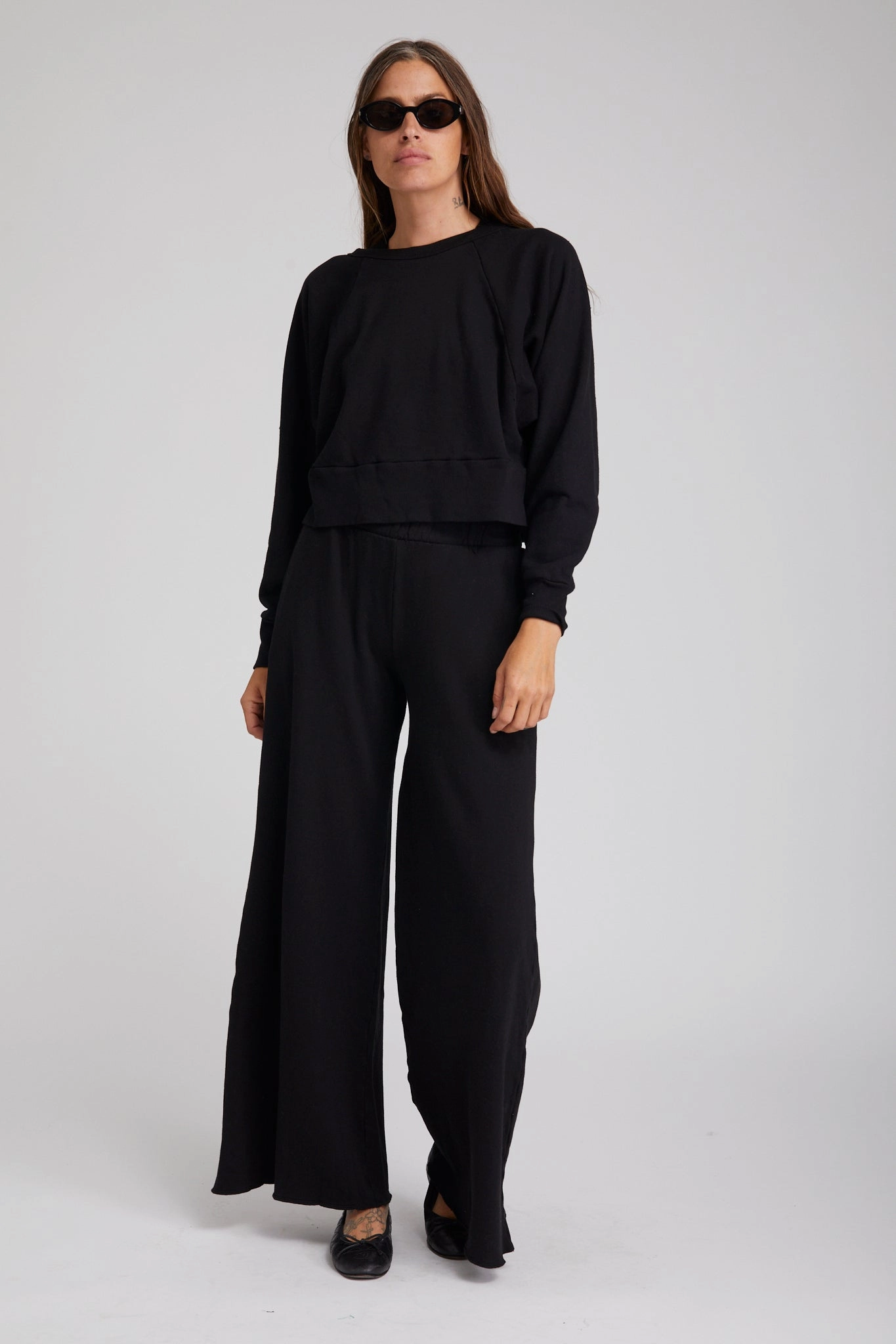 Black Knit Wide Leg Pants TaglessLabel StretchKnit