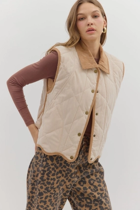 Colette Quilted Vest Snap Button