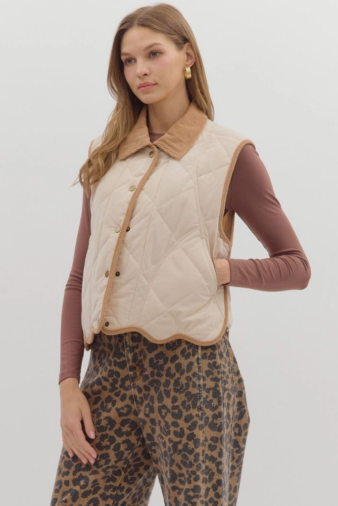 Colette Quilted Vest Elastic Cuff Adjustment