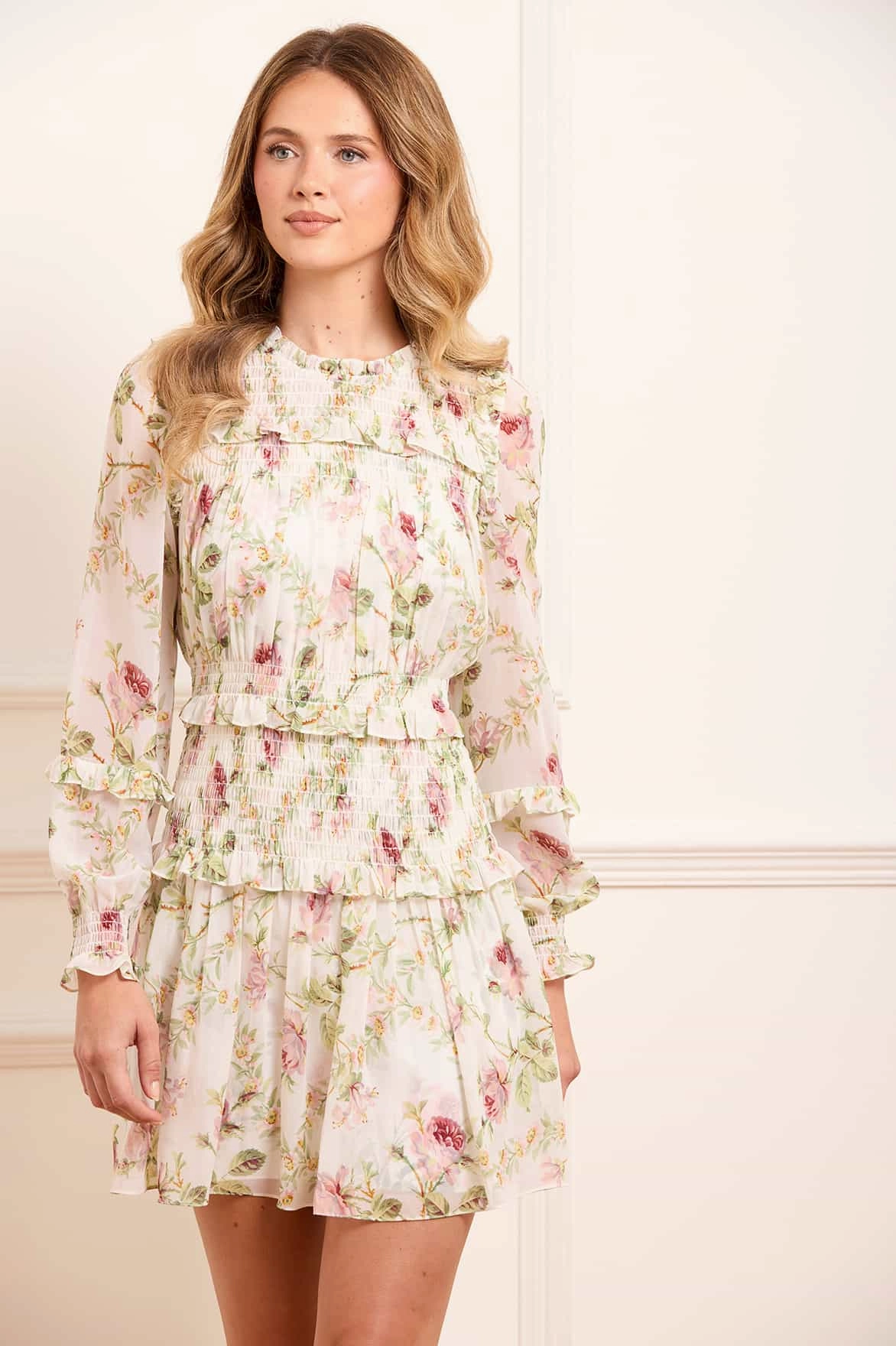 Colette's Rose Emilia Georgette Micro Mini Dress Romantic Soft