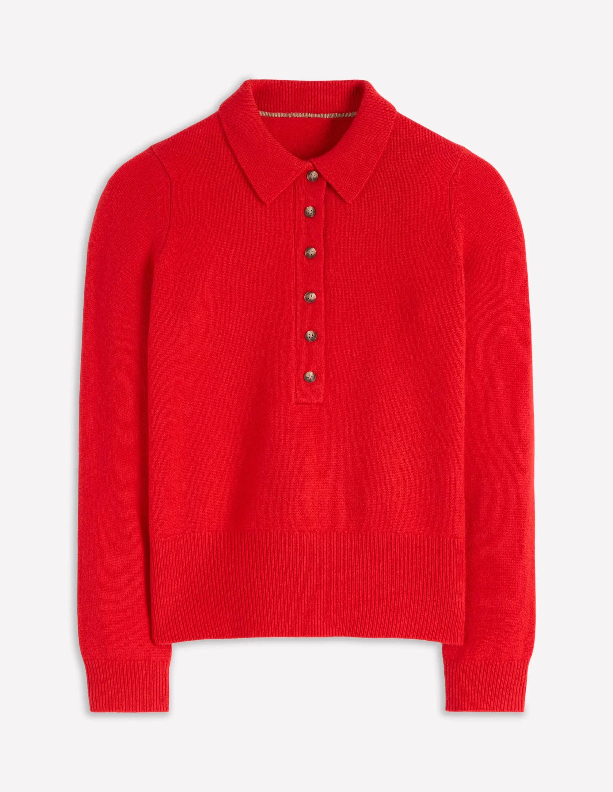 Classic Comfort Crisp Design Collared Cashmere Jumper-Poppy Red