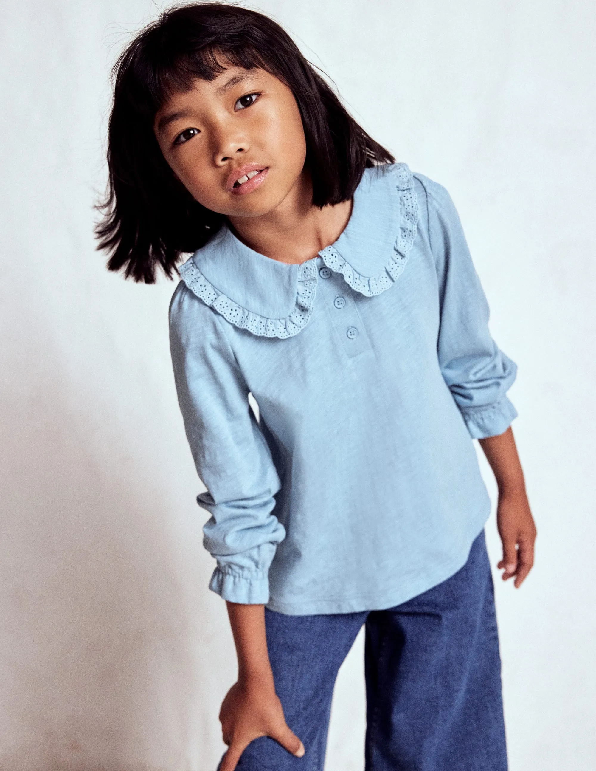 Collared Slub Top-Vintage Blue Smart Casual Light Fit Wear