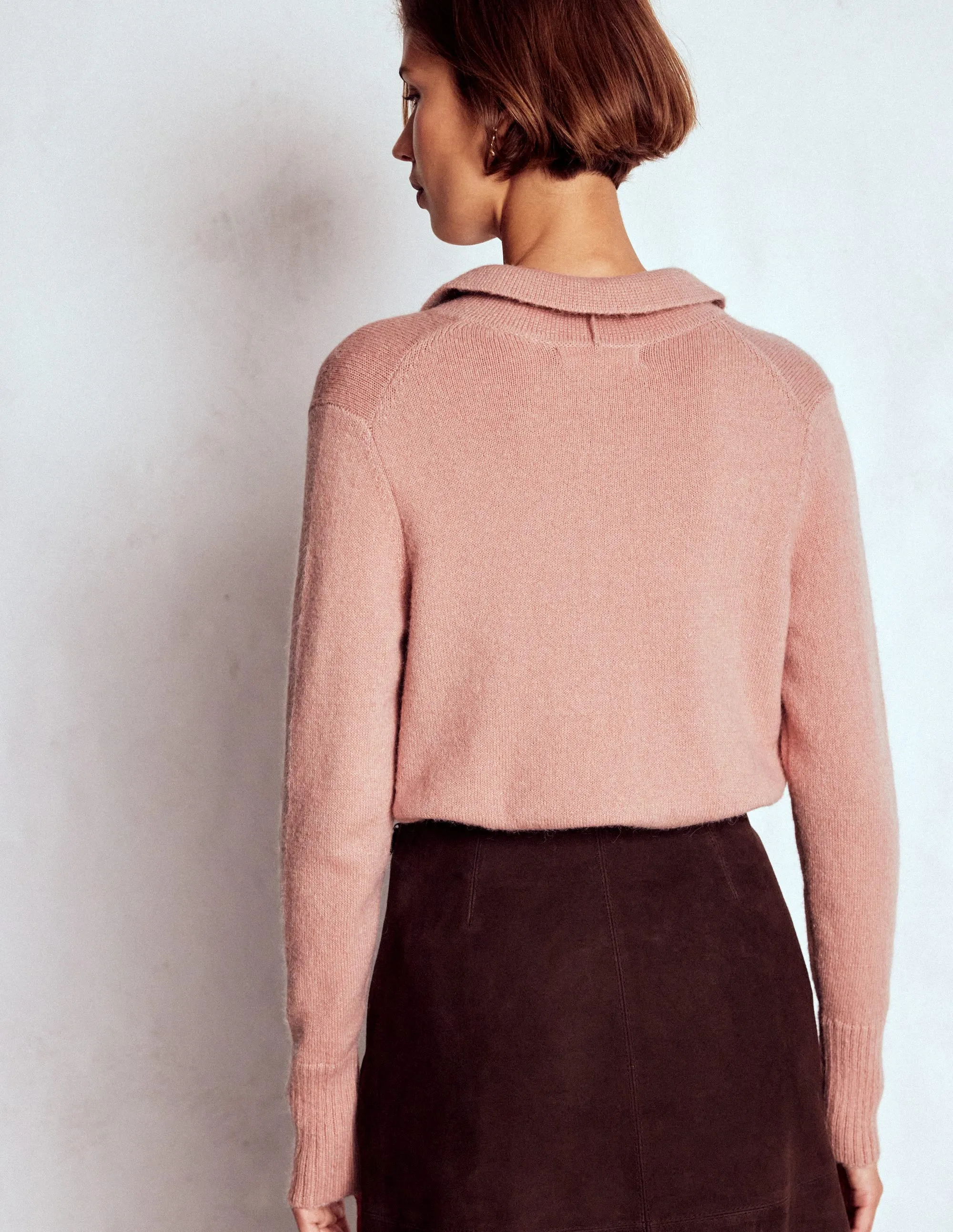 Collared Tie Front Cardigan-Misty Rose Pink Stylish Choice Versatile Warmth