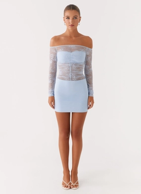 Collide Lace Mini Dress - Blue