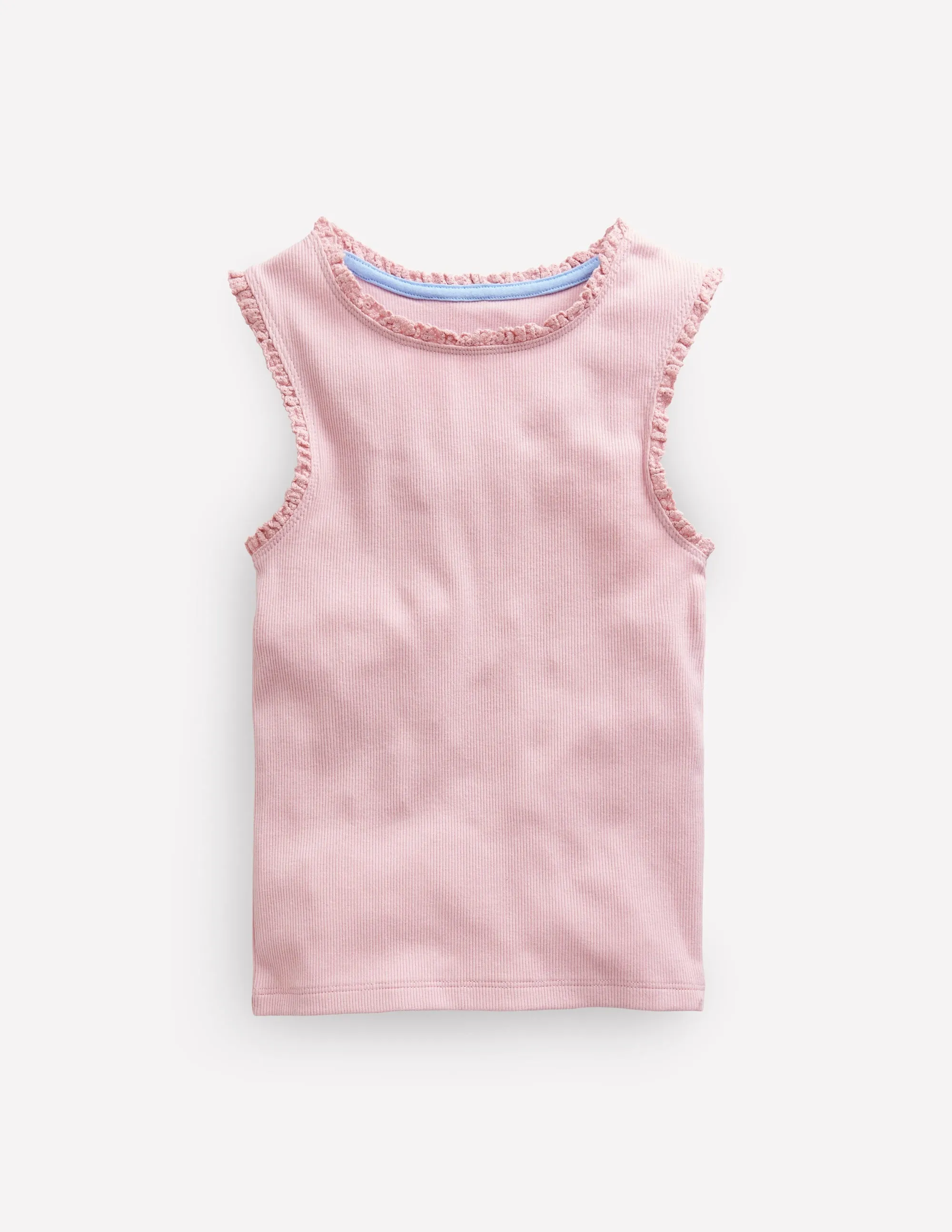 Ribbed Lace Trim Vest-French Pink Cool Vibes