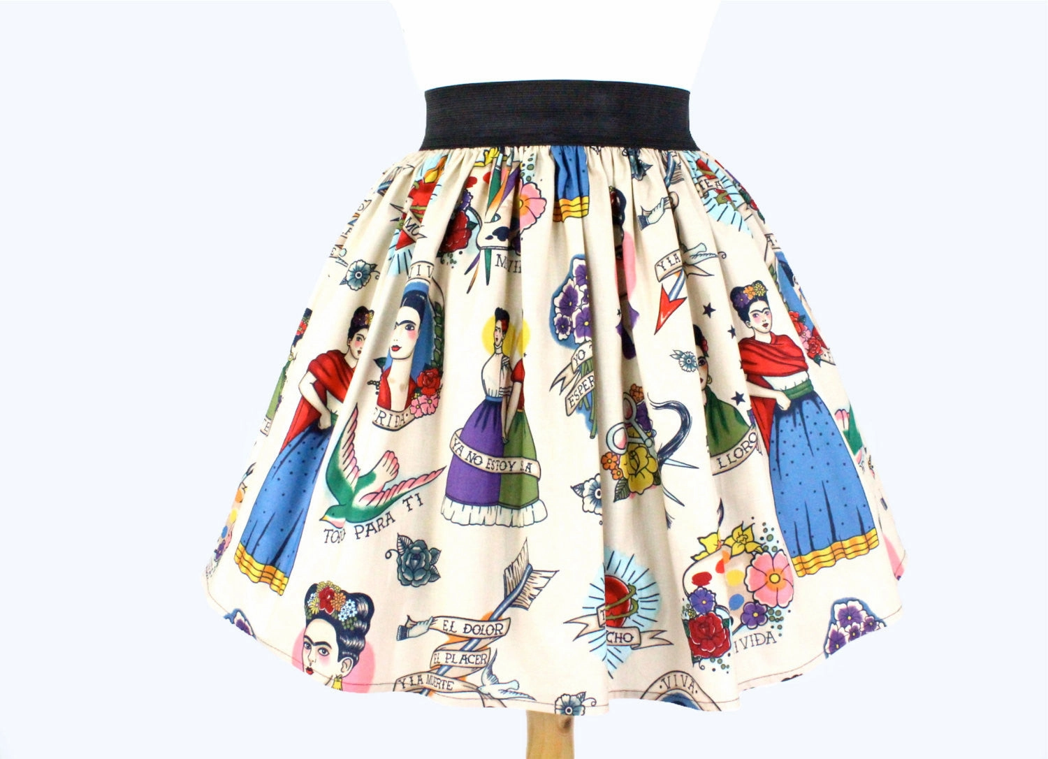 Everyday Style Gentle Wear Colorful Elastic Frida Portrait Skirt # S-AP646