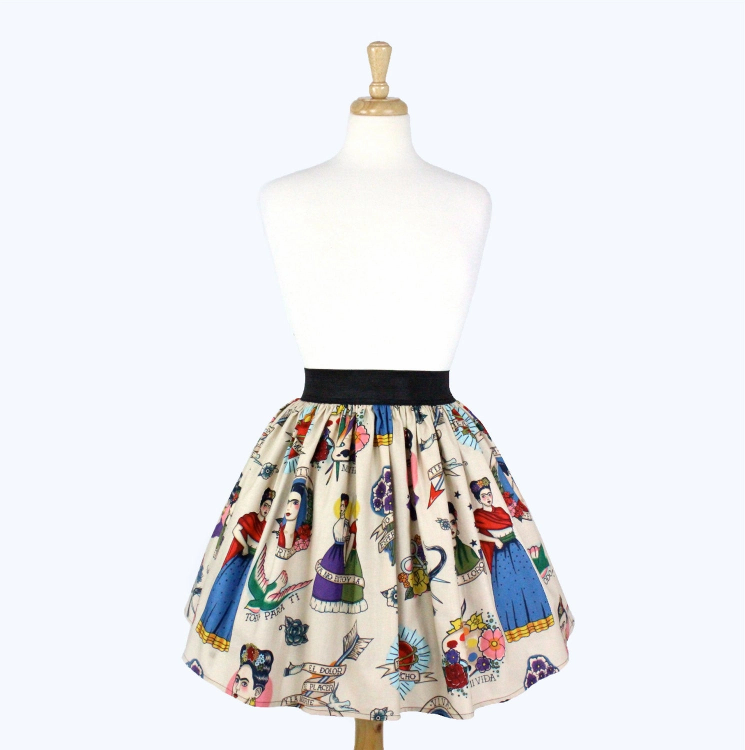 Colorful Elastic Frida Portrait Skirt # S-AP646 Breathable Lining Functional Fashion
