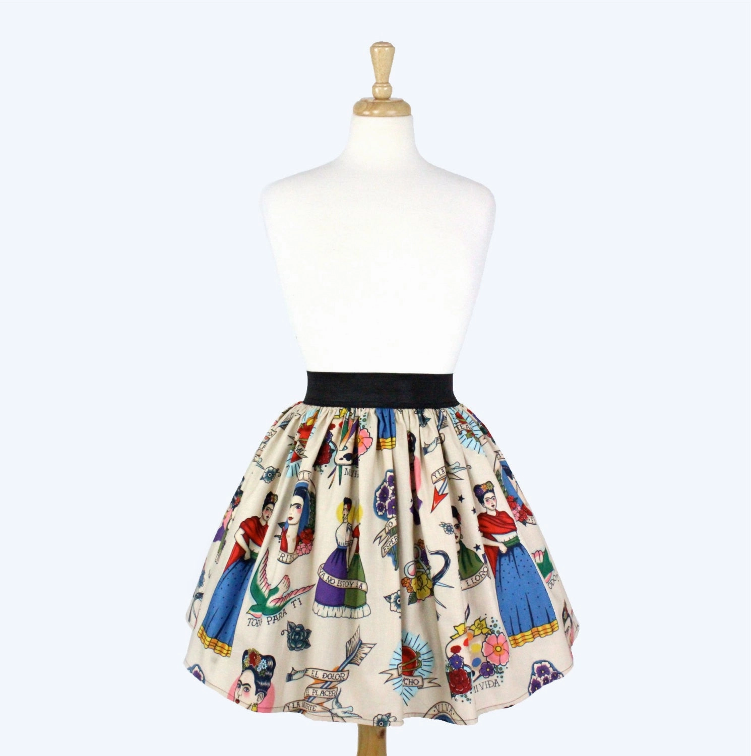 Outfit Lineup Light Mood Colorful Elastic Frida Portrait Skirt # S-AP646