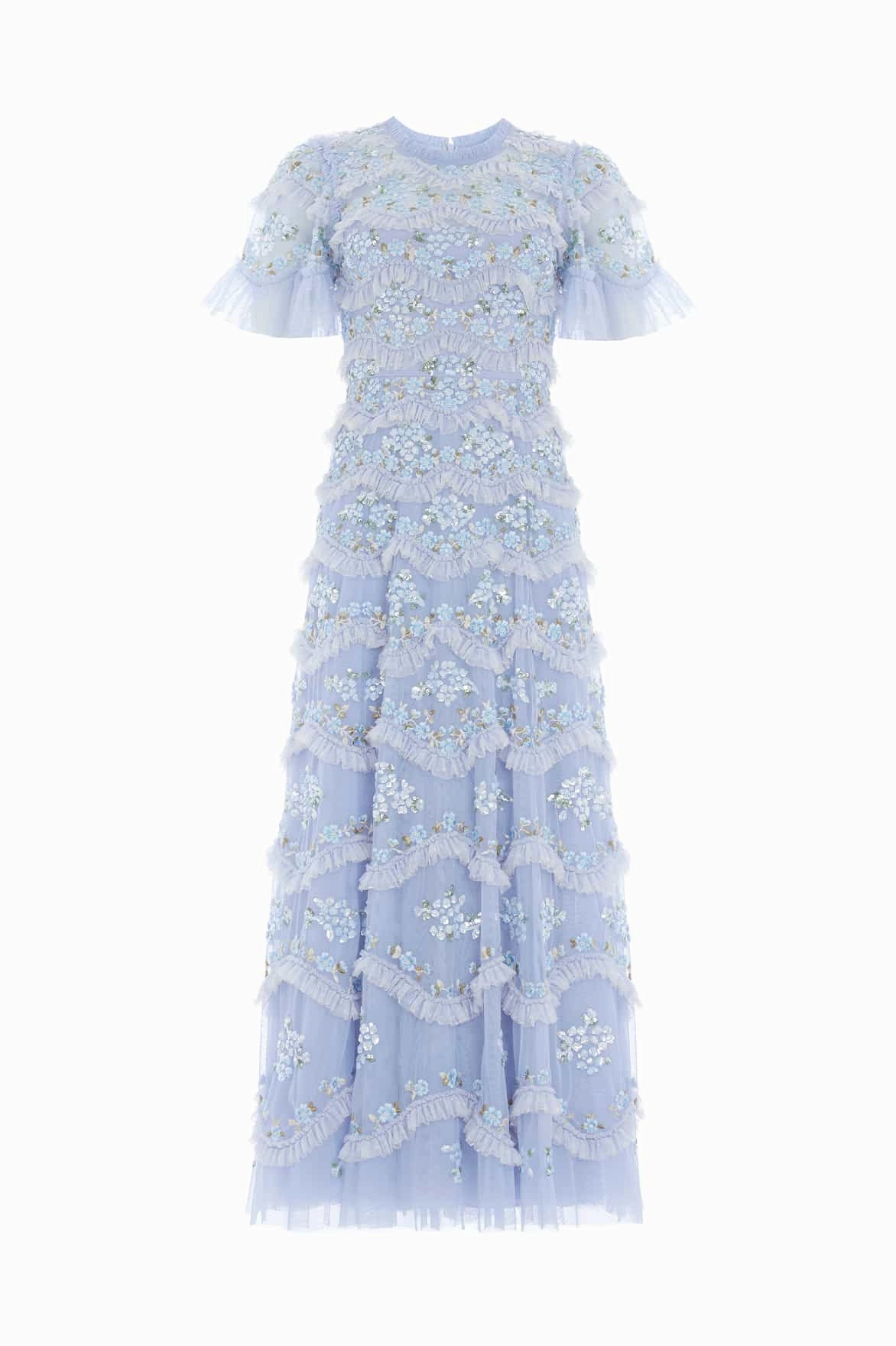 Silky Mood Modest Light Daisy Wave Ankle Gown