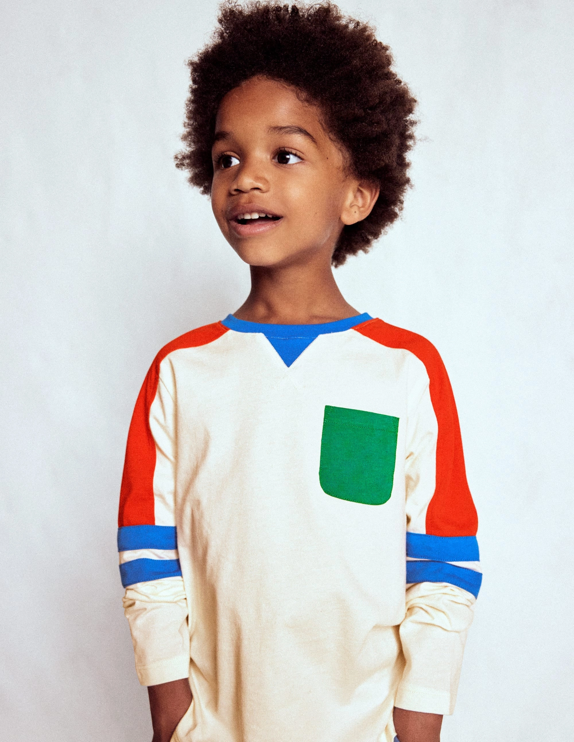 Colour Block T-shirt-Soft Ivory Multi Trendy Cardigan High Neckline