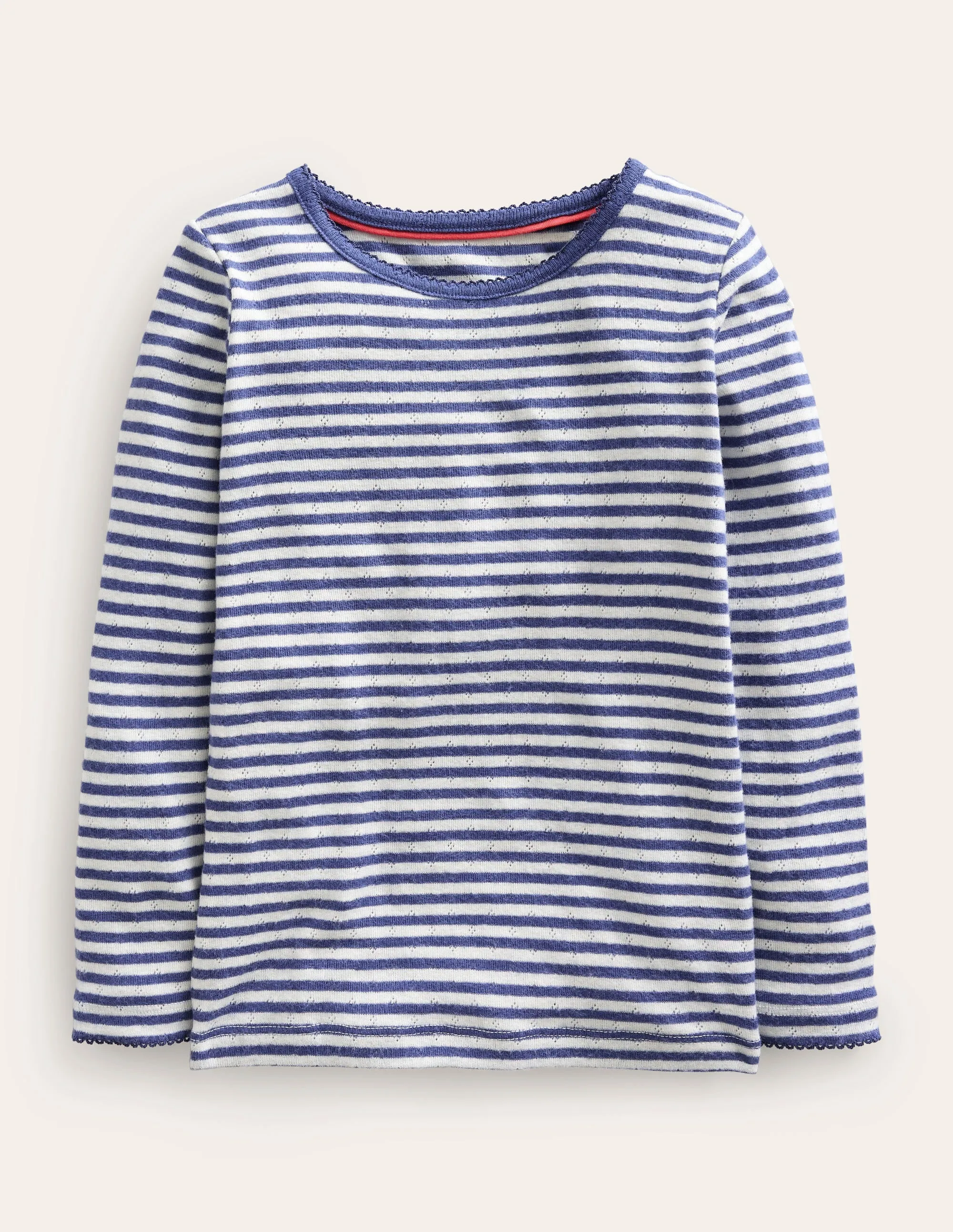 Comfortable Wear Everyday Comfort Long Sleeve Pointelle Top-Starboard Blue/Soft Ivory
