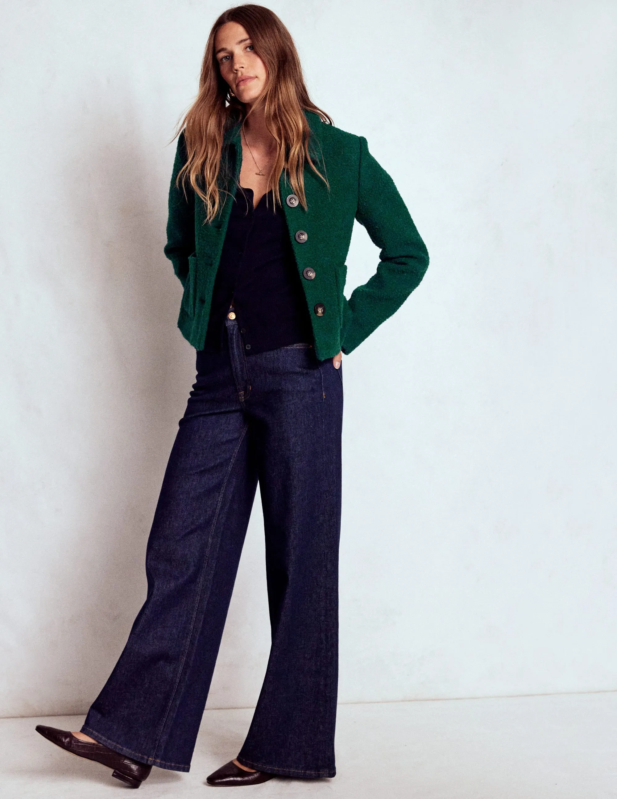 Knightsbridge Wool Jacket-Emerald Night Cashmere Blend