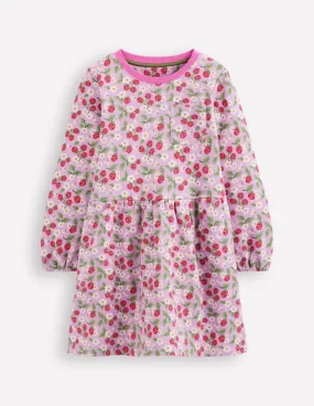 Loopback Sweat Dress-Soft Lavender Vintage Berry Beadwork