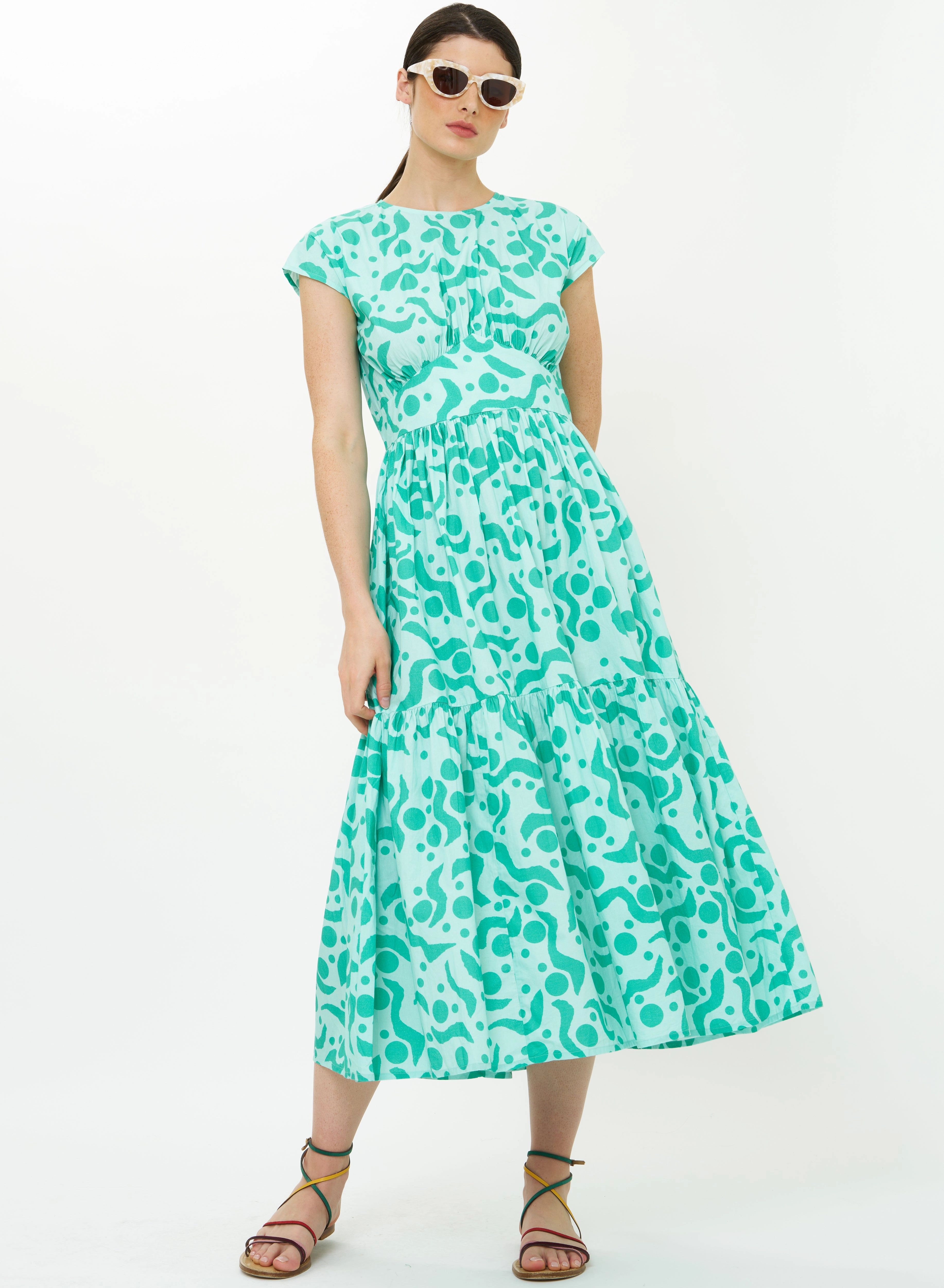 Cap Sleeve Midi Acadia Aqua Effortless Look Event Perfect