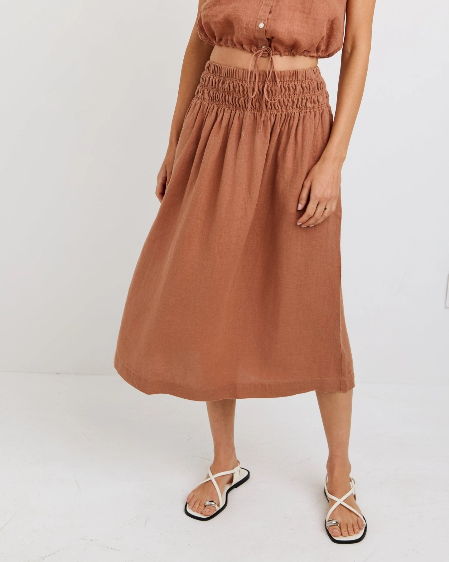 Fashion Pulse SMOCKED WAIST GATHERED SKIRT