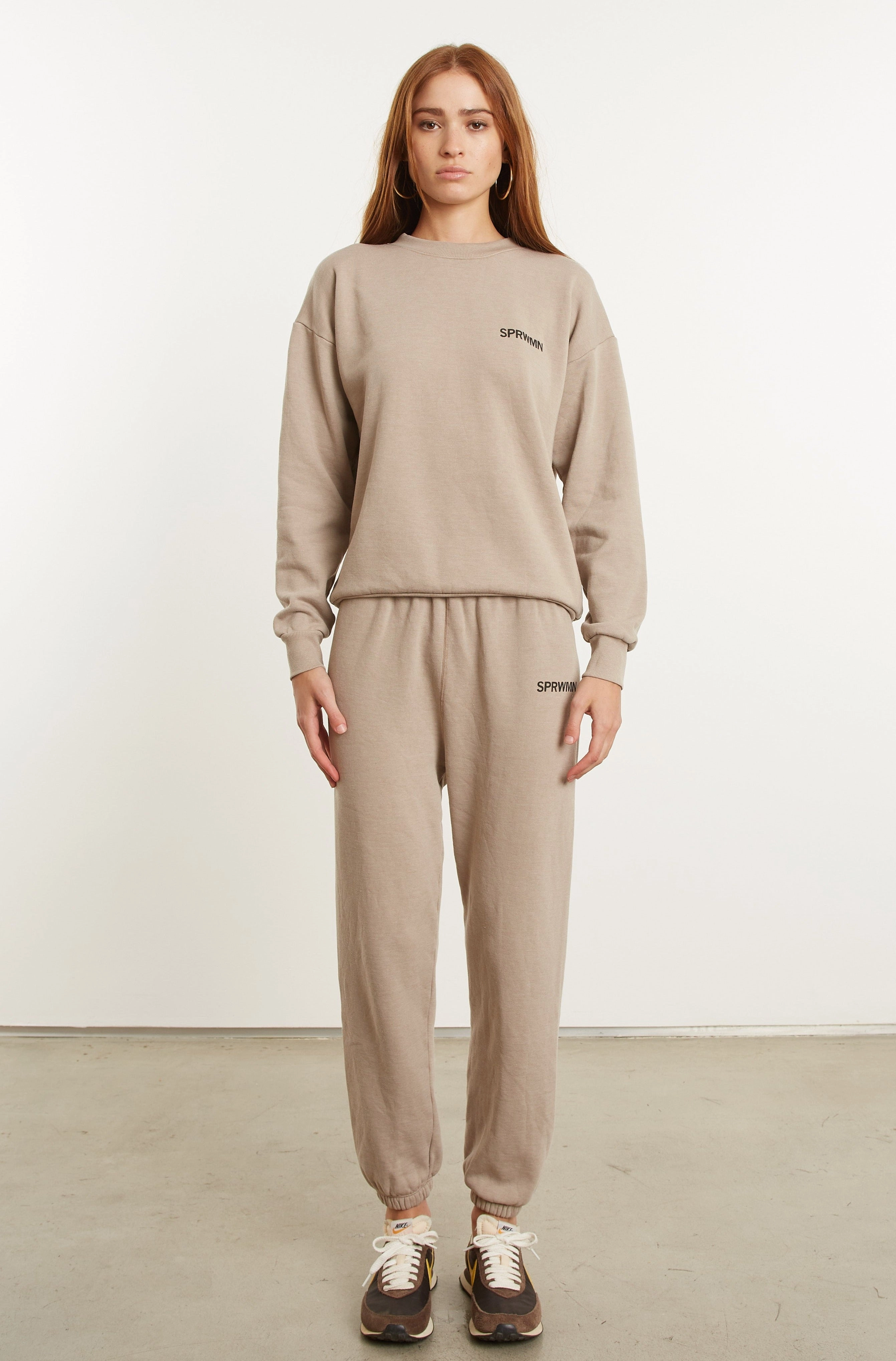 Light Khaki Logo Sweatshirt TaglessNecklineComfort HiddenStoragePocket