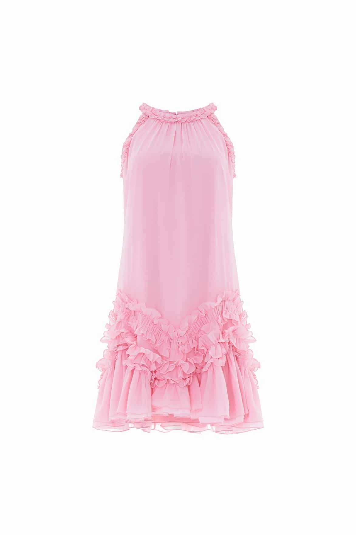 Anita Chiffon Sleeveless Micro Mini Dress Tonal-Panel Effortless Style