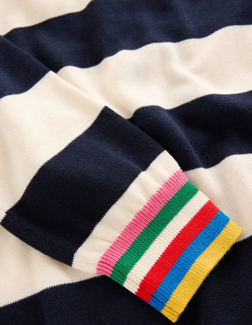 Warm Classic Lara Relaxed Cotton Jumper-Navy, Ivory Stripe