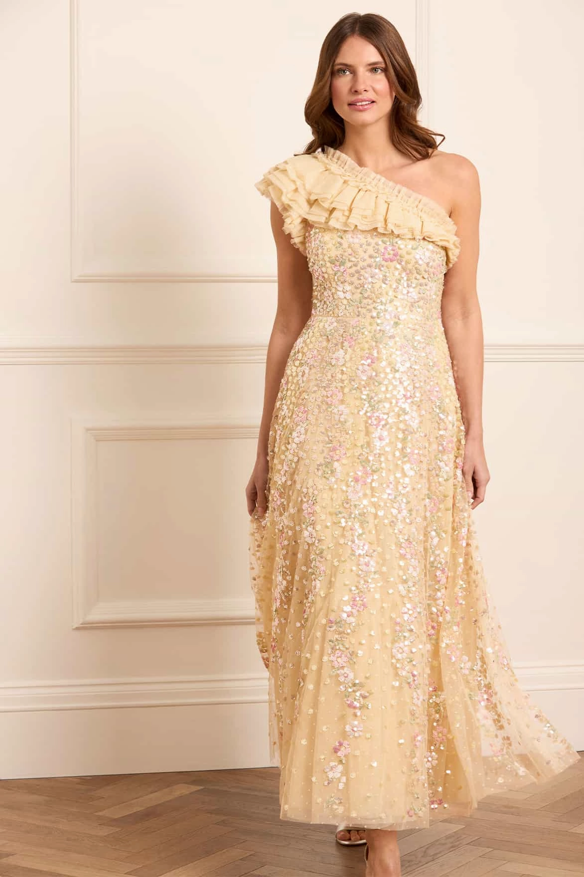 Confetti One-Shoulder Ankle Gown Functional Wear