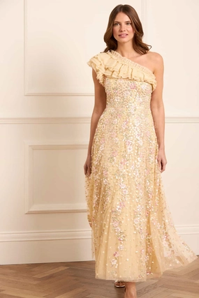 Confetti One-Shoulder Ankle Gown Open Design Autumn Ready