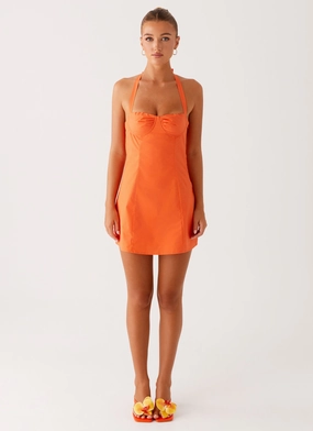 Contessa Halter Mini Dress - Orange