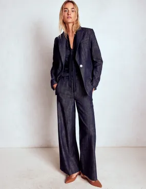 Tie Neck Supersoft Top-Navy WideNeckOpening