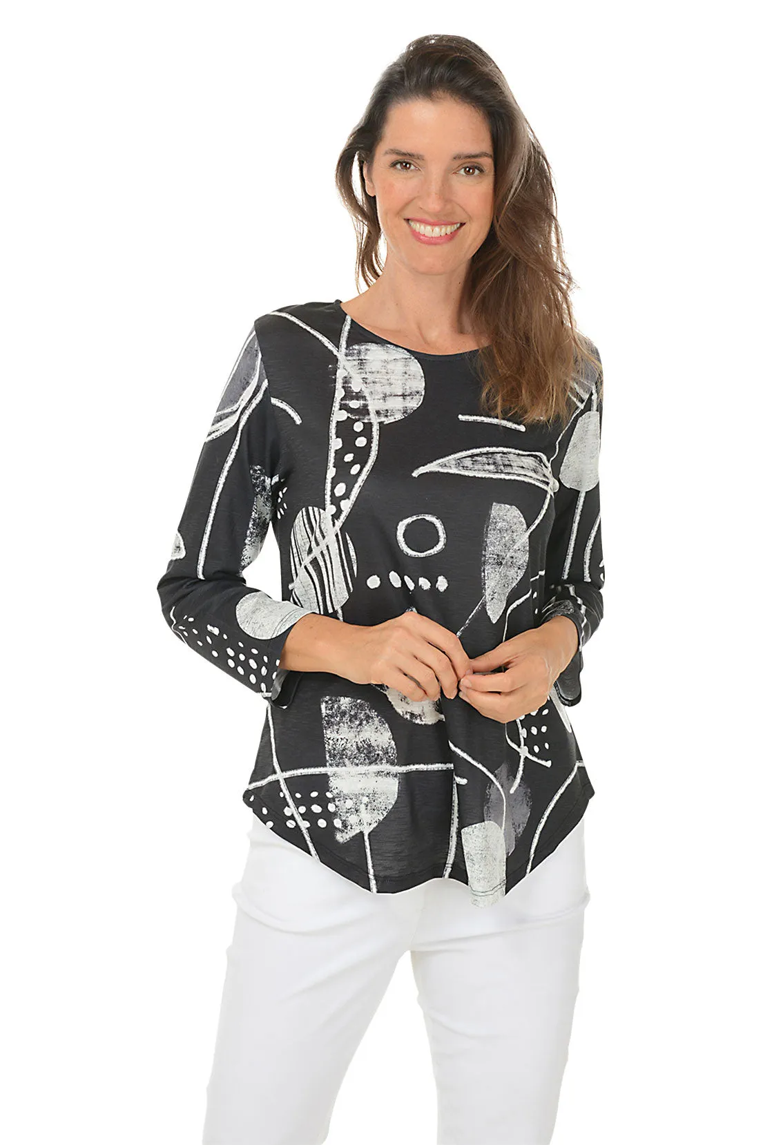 Canvas Curved Hem Slub Knit Top UltraSoft Lining AthleisureInspired