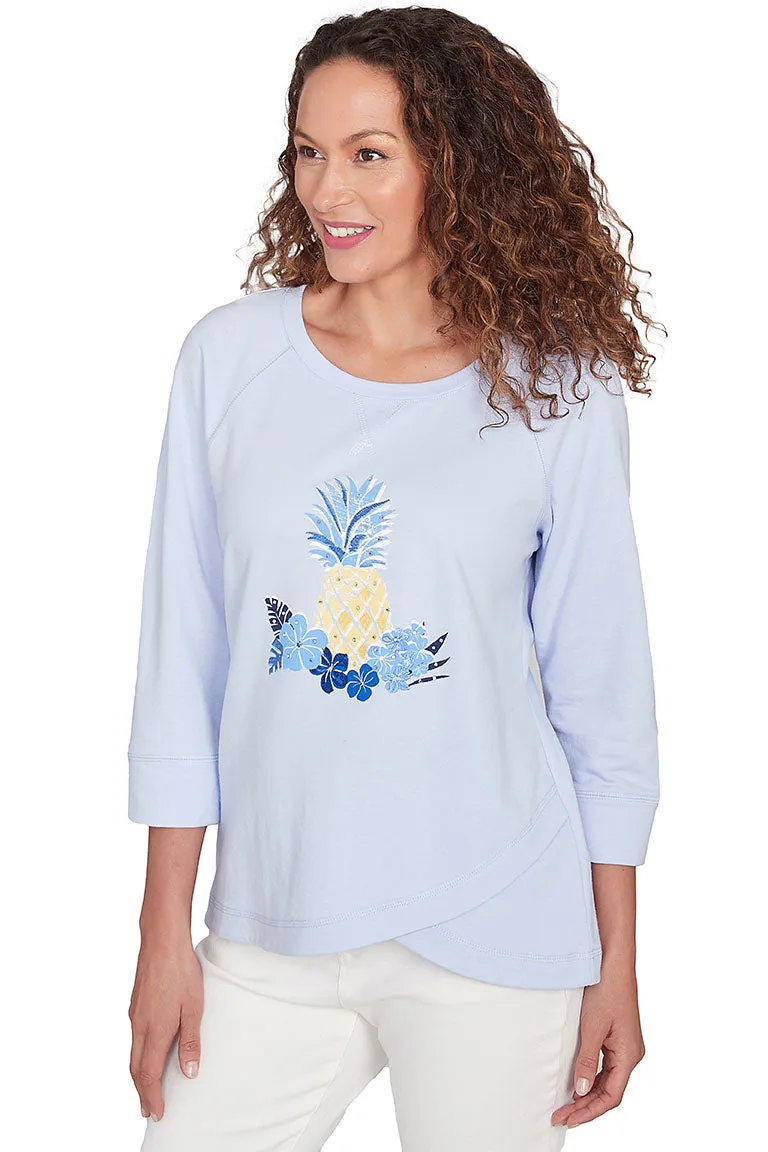 Petite Making Waves Pineapple Tulip Hem Top QuickDrySystem ReinforcedShoulders