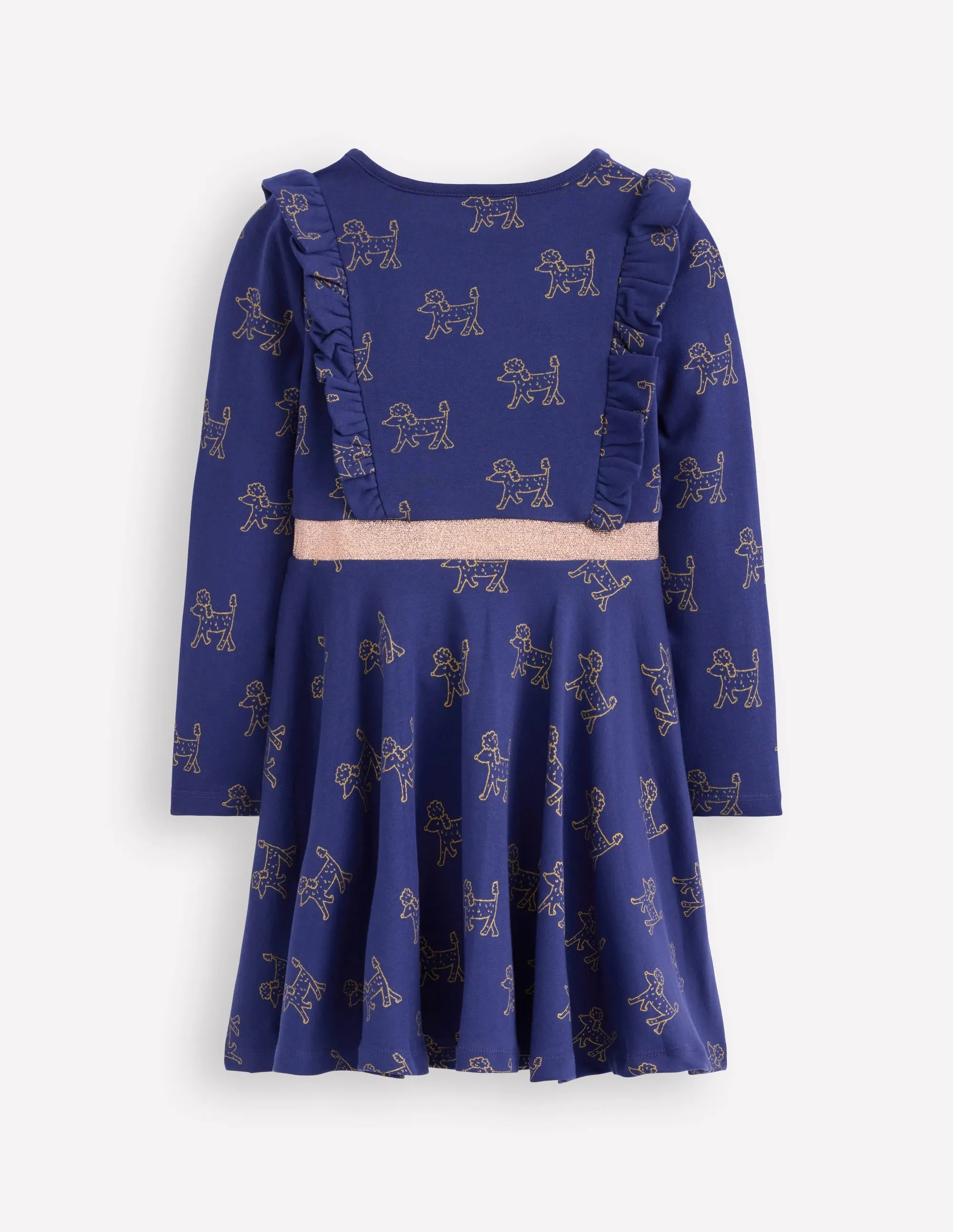 Urban Feel Happy Glow Cora Twirly Jersey Dress-Navy Foil Poodles