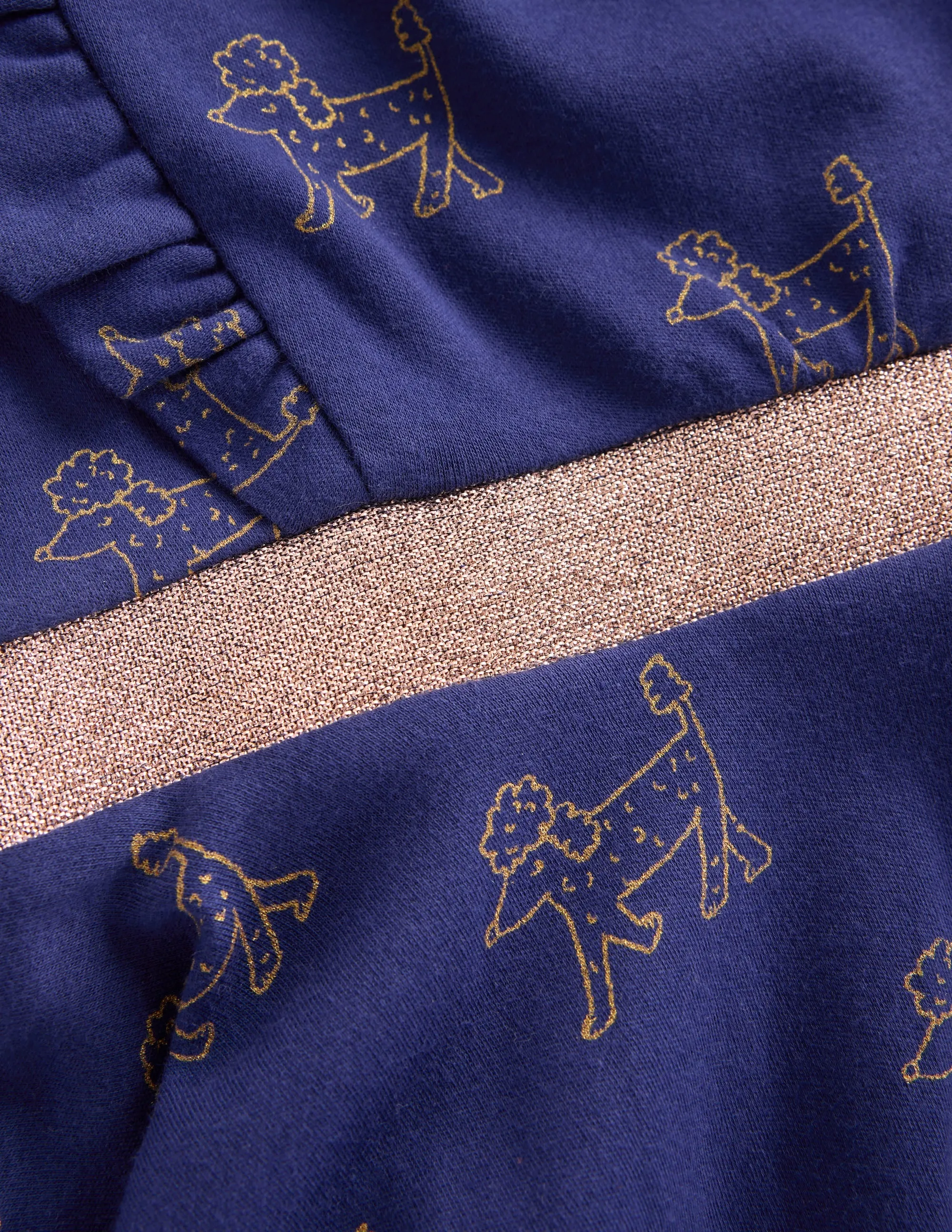 Cora Twirly Jersey Dress-Navy Foil Poodles Mini-Length Sleek Presence