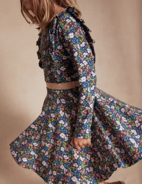 MoldResistantTexture Cora Twirly Jersey Dress-Starboard Blue Berry Floral