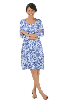 Coral 3/4 Sleeve A-Line Dress Office Layer Modern Appeal