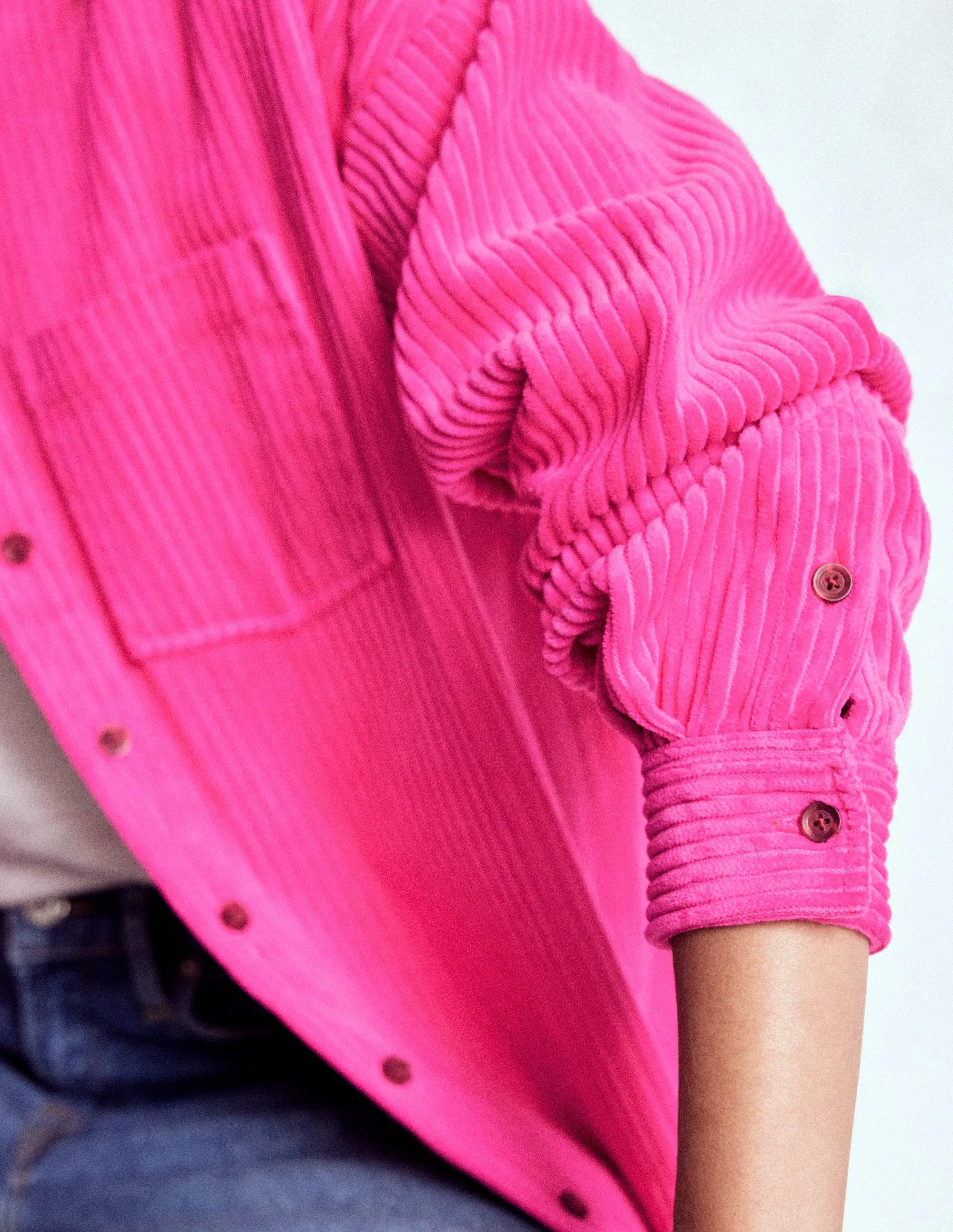 Odor Control Technology HypoallergenicConstruction Cord Overshirt-Pink Peony