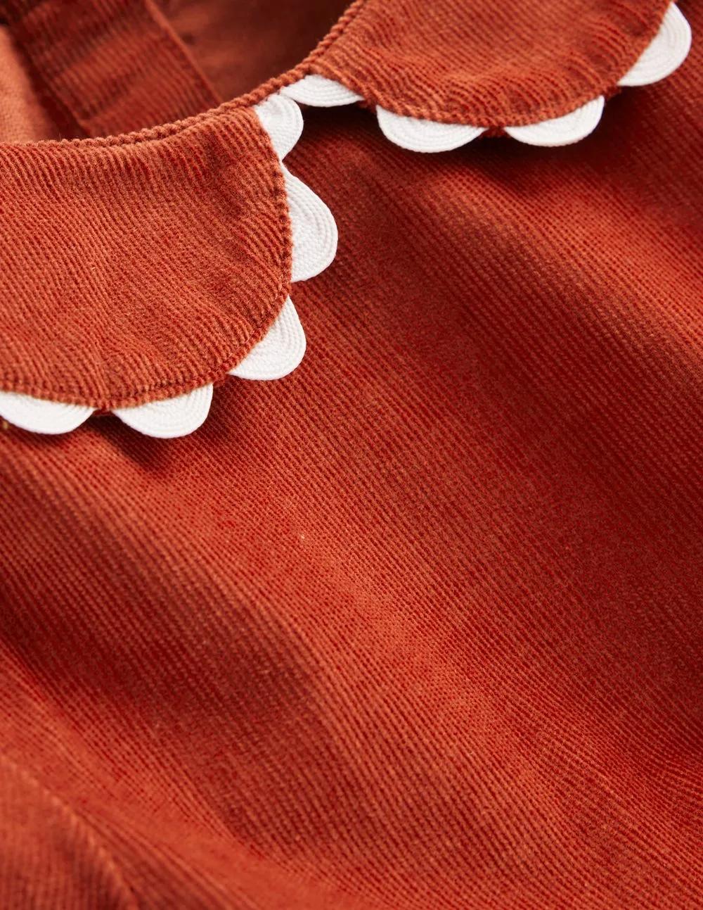 Cord Ric Rac Trim Dress-Roasted Chestnut Brown Sunset Hour