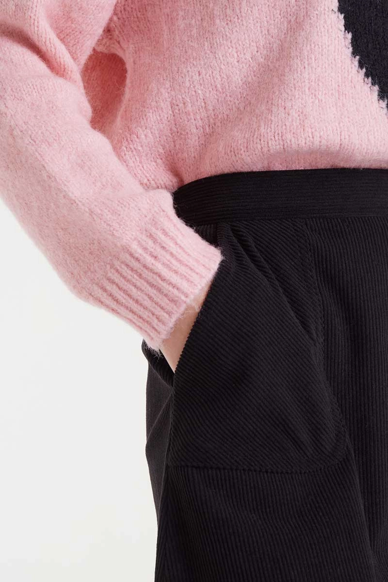 Corduroy Mini Skirt in Black Hemp Blend