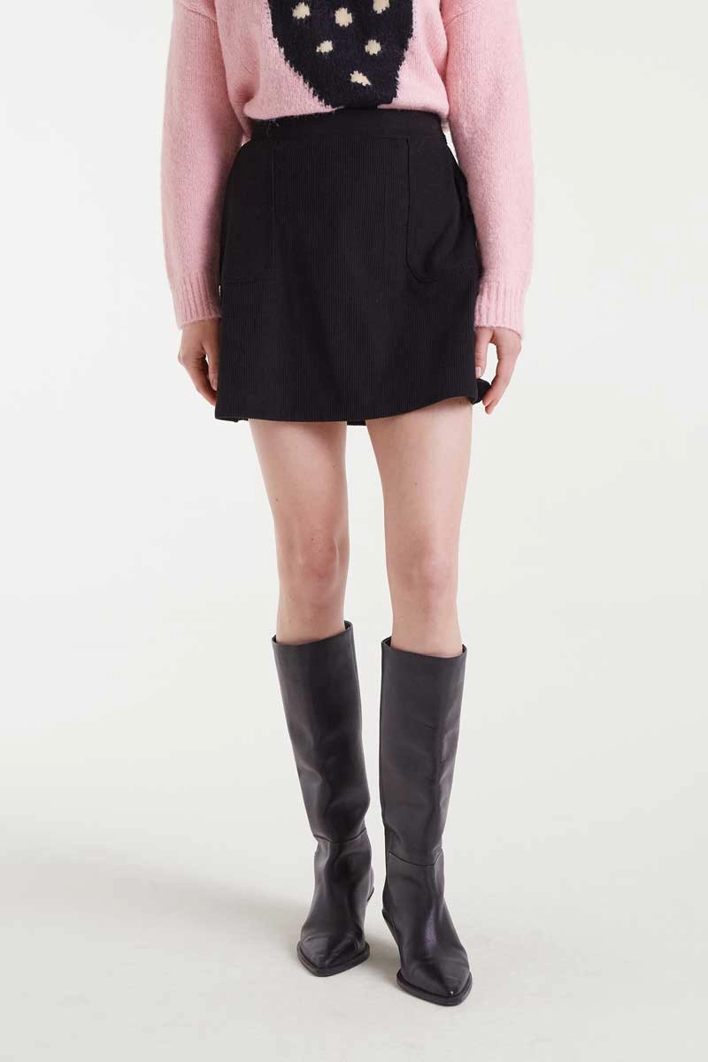Corduroy Mini Skirt in Black Everyday Essential Chic Appeal