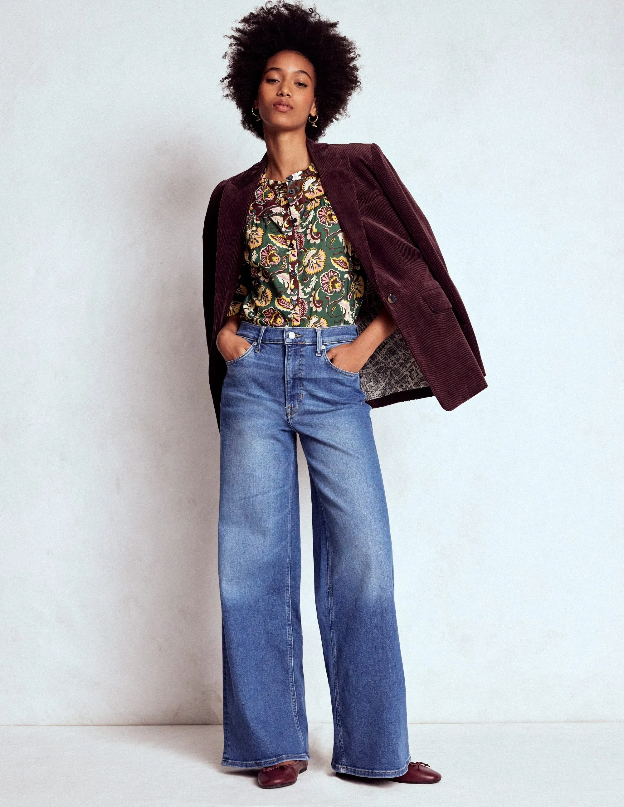 Corrine Cotton Top-Dark Green, Ornate Meadow Tension Balanced Design